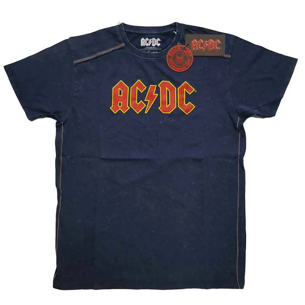 AC/DC "Logo" Navy Blue Snow Wash T shirt