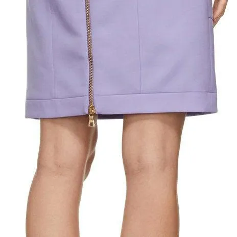 Balmain Purple Wool Buttoned Skirt