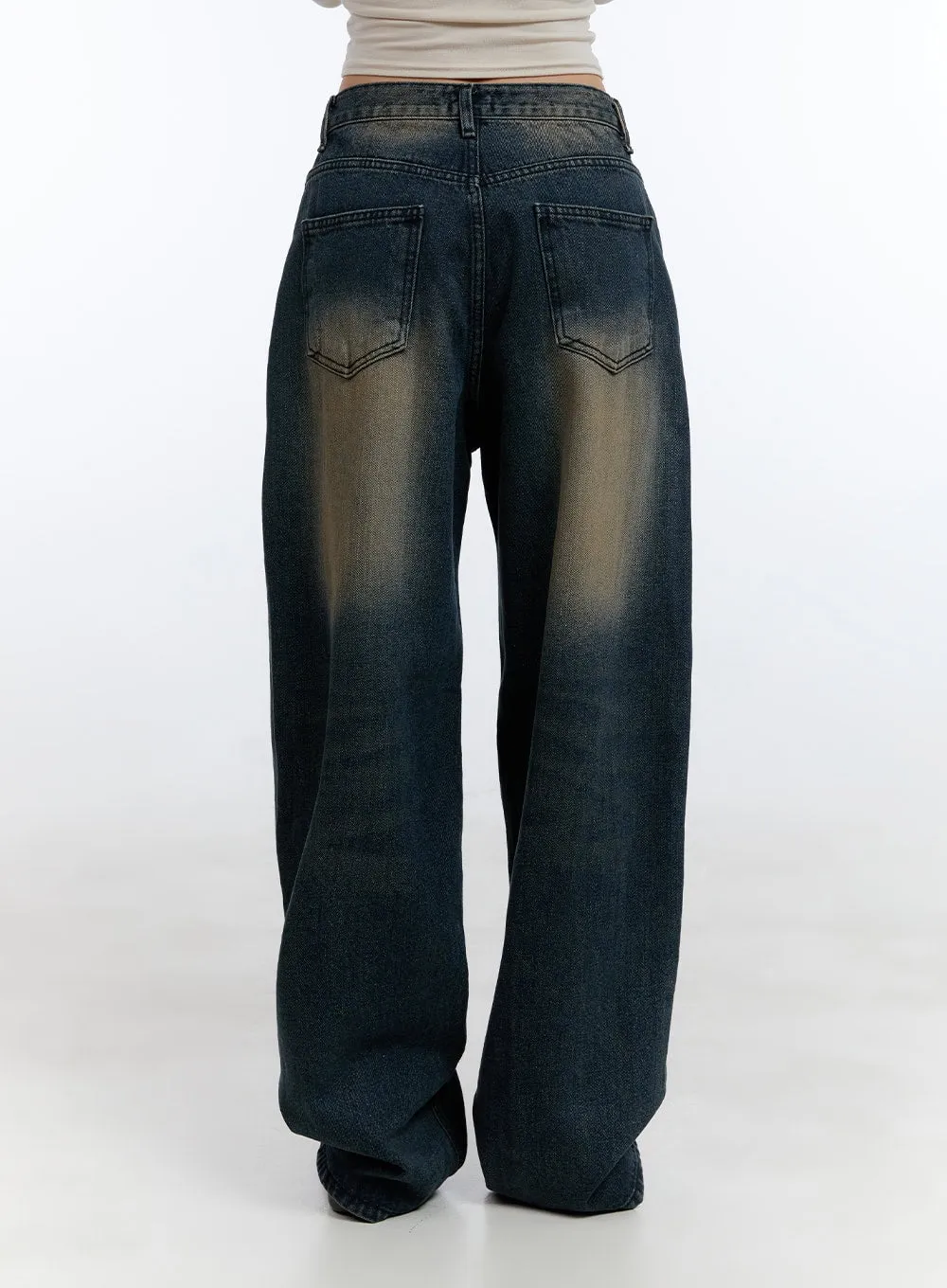 Cari Stitched Washed Denim Baggy Jeans CG413