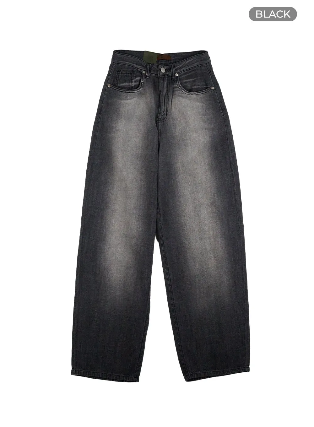 Contrasted Washed Baggy Jeans CU420
