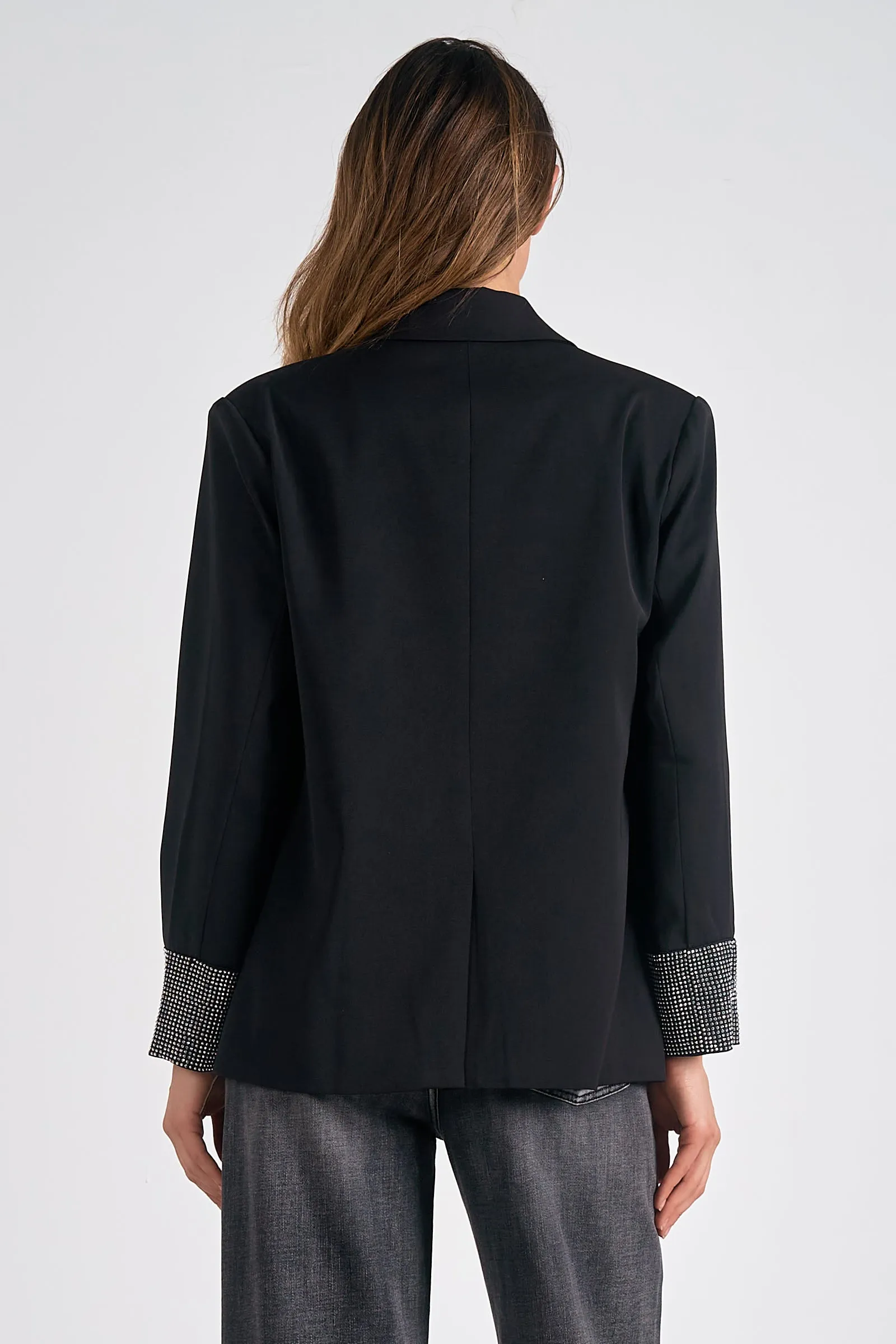 Jacket Blazer with Rhinestone Cuff