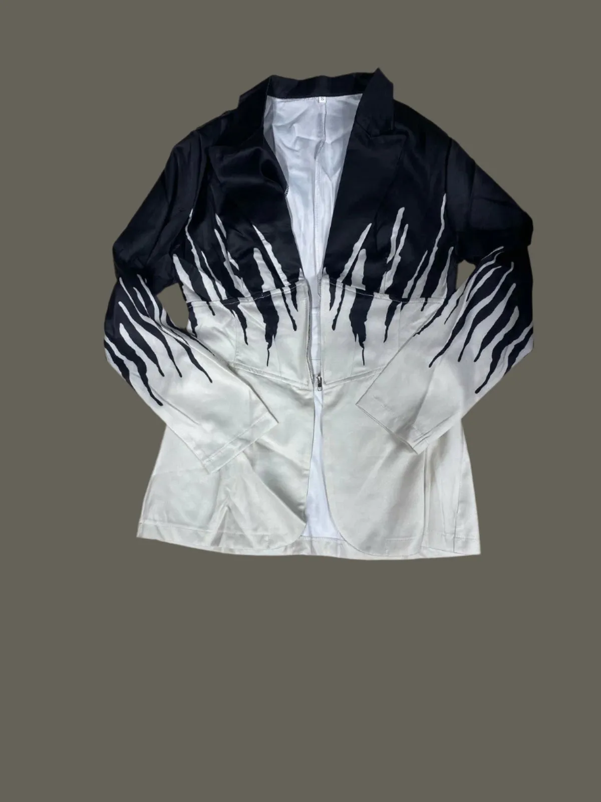 New Fashion turn-down collar long-sleeved Korean contrast color loose casual Blazer   028097